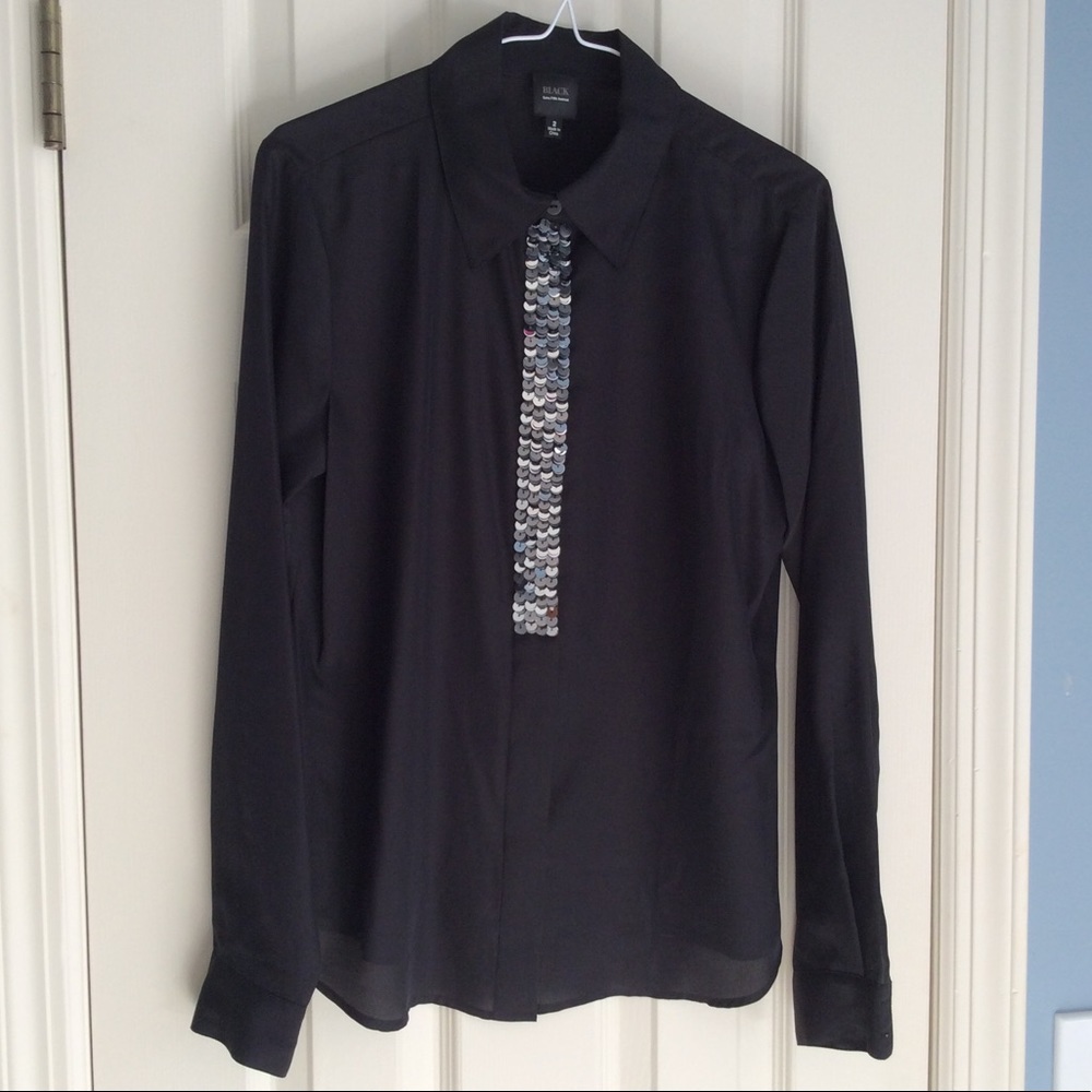 🌟Saks Fifth Avenue BLACK Label Sequin Blouse Sz 2